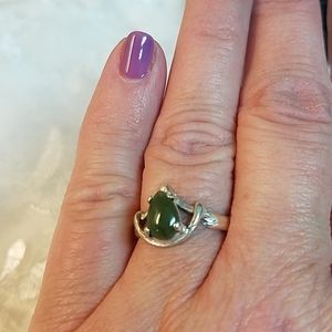 Vintage Jade Sterling Silver Ring